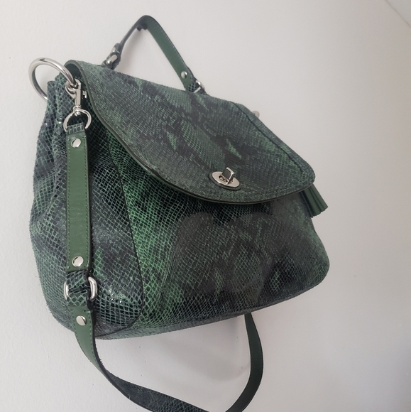 Coach Park Python Green Snakeskin Leather Satchel - Picture 11 of 16
